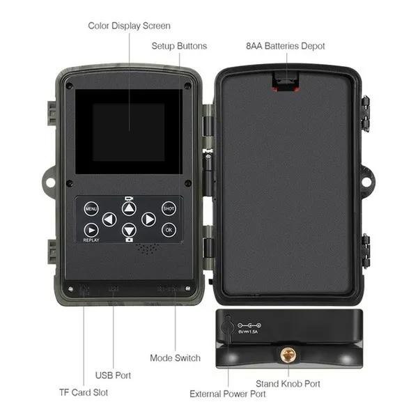 Новое обновление HC801A, охотничья камера, 16 МП, 32 ГБ/64 ГБ, следящая камера, IP65, фотоловушки, время срабатывания 0,3 с, 940 нм, дикая камера, 1080P, водонепроницаемая