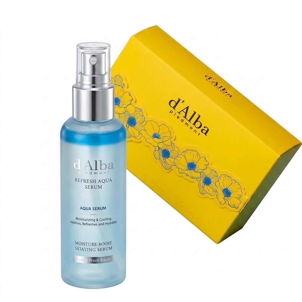 d'Alba Подарочный набор с аква-сывороткой First Refresh (100мл) - [K-BEAUTY] Охлаждающий синий мист и освежающее успокаивающее увлажнение