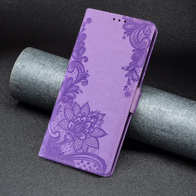 Book Lace Flower Leather Flip Case For Samsung Galaxy A04S A14 A54 A53 S21 S22 S23 Ultra Xiaomi Remdi Note 11 iPhone 14 13 12 11 Pro Max Wallet Cover