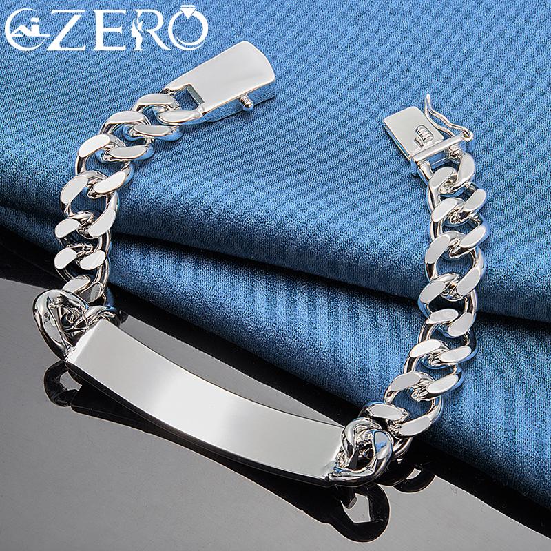 ALIZERO 925 Sterling Silver 18K Gold Geometry 10MM Chain Bracelet For Man Woman Fashion Luxury Wedding Party Jewelry Charm Gift