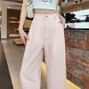Stylish Blue Striped High Waist Long Pants for Women, Casual Spring Summer Straight Wide-leg Jeans