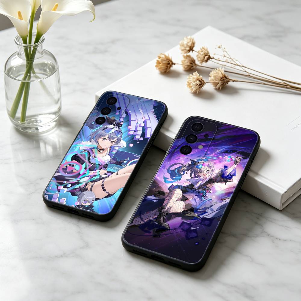 Чехол для телефона H-Honkai Silver Game Wolf для Samsung S25,24,21,22,23,30,Ultra,20,Plus,Fe,Lite,Note Мягкий Черный Чехол