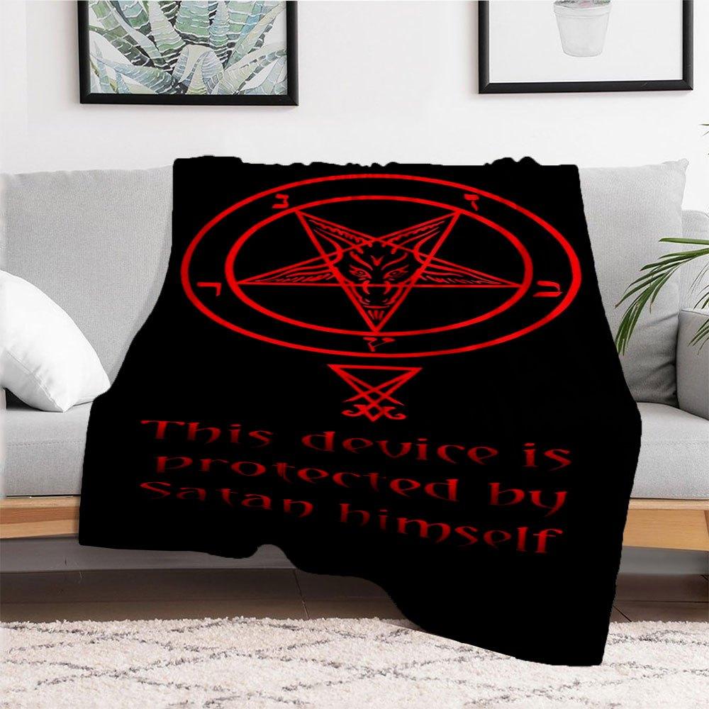 Satanic Protection Baphomet Sigil PosterBlanket Flannel Throw Blanket for Sofa, Bed, Travel, Camping, Office, Couch, Chair, And Bed Gift for