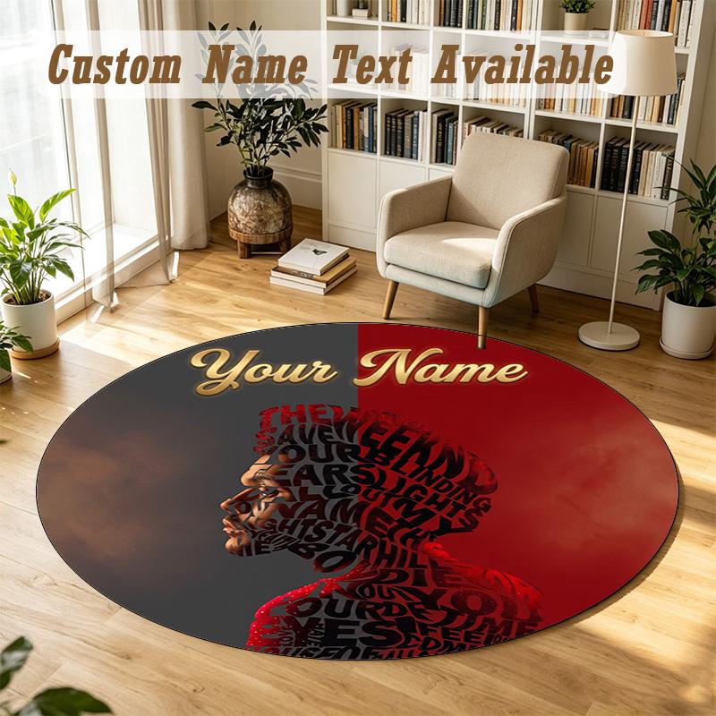 Round Rug Custom NameThe Weeknd Pattern Non Slip Carpet Home Floor Decor
