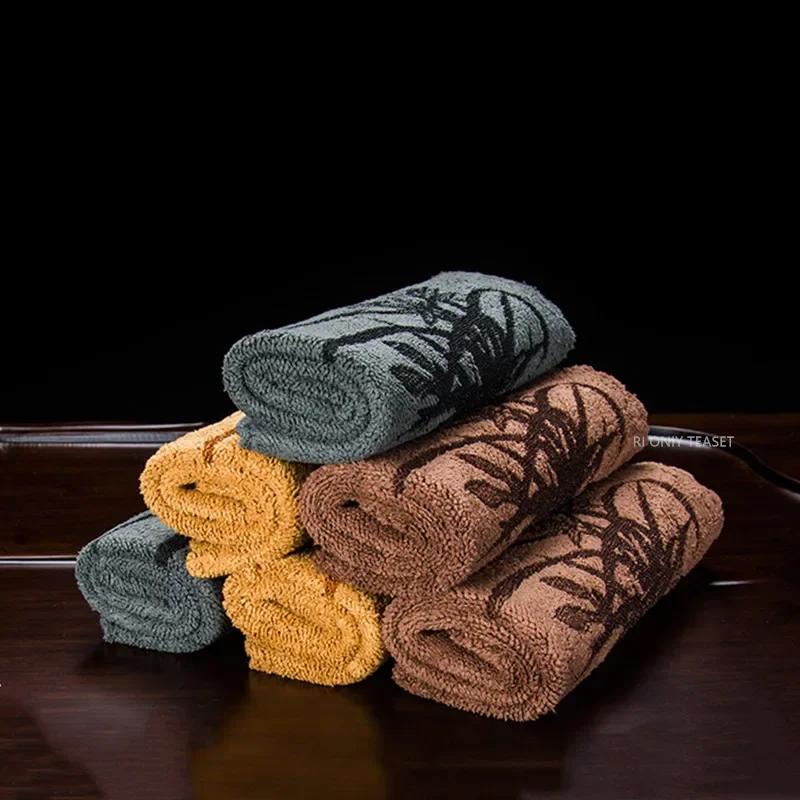 Китайский Цветочный Узор Утолщенное Кухонное Полотенце Впитывающая Тряпка для Воды Чайные Салфетки Ткань Подставка под Чайник Столовая Подставка под Чайник Аксессуары для Чайного Набора