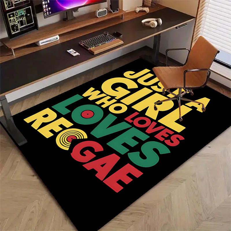 Reggae Polyester Carpet, Soft Indoor Mat for Office Chair, Living Room, Computer Desk - Decorative Home Office Rug Design