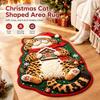 Red and Green Cat Shaped Area Rug Christmas Theme Pattern Faux Cashmere Rug  for Living Room