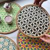 Rattan and Bamboo Woven Handmade Retro Characteristic Woven Colorful Tea Coaster Round Anti-scalding Heat Insulation Pad