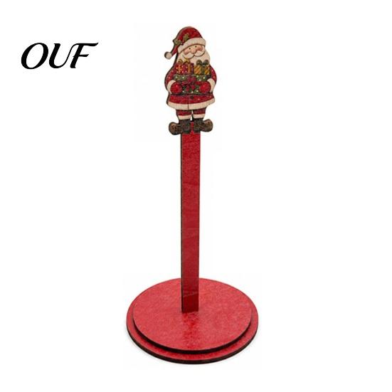 Stable Roll Storage Stand Christmas Wooden Paper Towel Holder, 2D Dispenser with Snowman Holiday Dining Table Decor Santa Patterns, Decorative Tissue