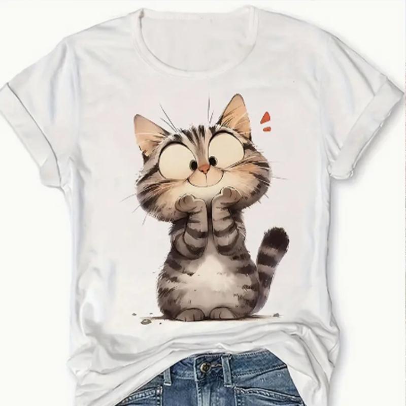 Модная женская футболка с забавным котом в стиле хип-хоп и певицей, забавная повседневная футболка с круглым вырезом и короткими рукавами, летняя женская футболка