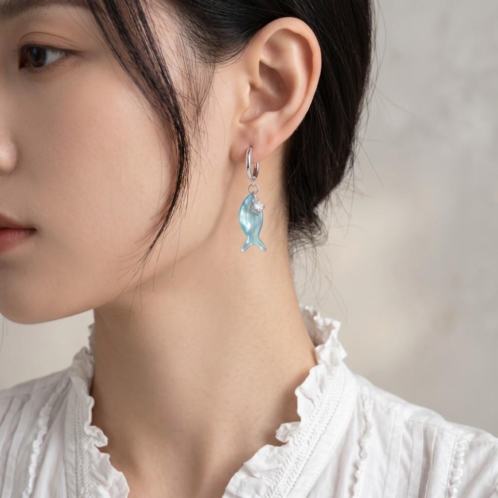 Zircon Dangle Drop Earrings Resin Summer Jewelry Fashion Fish Charm Earrings Daily Wear