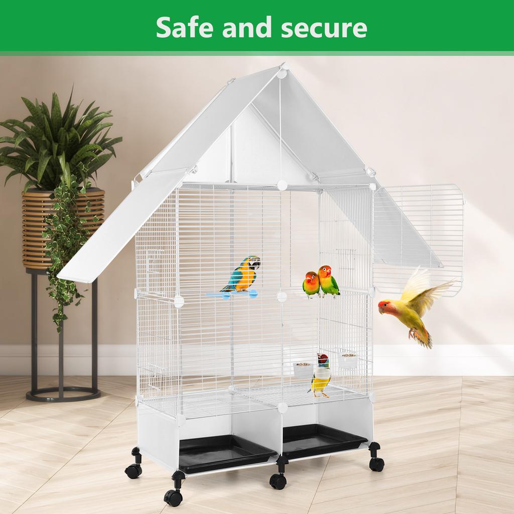 Bird Cage with Rolling Stand House Shape Bird Cage Large 2 Tier Bird Cage with Lock Bird Villa for Medium & Large Birds
