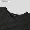 INCERUN Spring Mens Long Sleeve V Neck Solid Color Loose Spring Autumn Tops