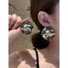 Модные Утонченные Би Подготовка ~ Модный Инста Нишевый Стиль Металлические Круглые Серьги Ретро Глянцевый Асимметричный Дизайн Персонализированные Серьги
