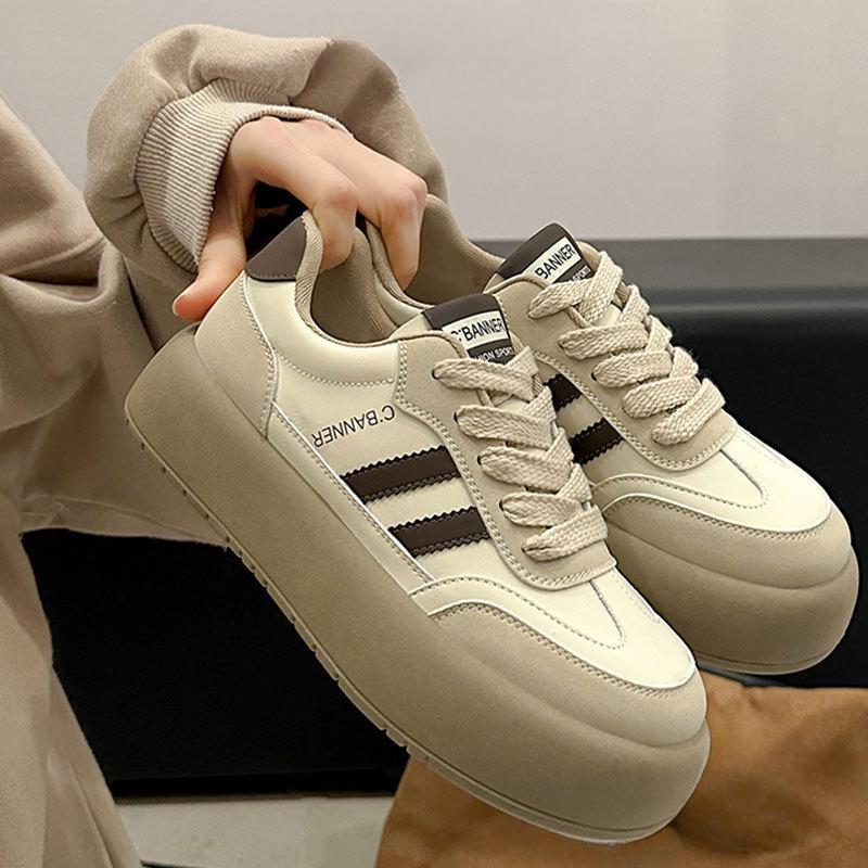 Кожаные немецкие кроссовки на платформе, женские, весна-лето, новые универсальные, увеличивающие высоту, кроссовки для сноуборда, повседневная спортивная обувь в стиле ретро