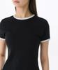 MUSINSA STANDARD WOMAN Женское облегающее мини-платье из джерси с воротником-стойкой [Черный/Белый]