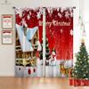 Retro Red Santa Claus Snowman Cartoon Print Curtains Suitable For Dining Room Bedroom New Year Decoration Curtains 2 Pieces