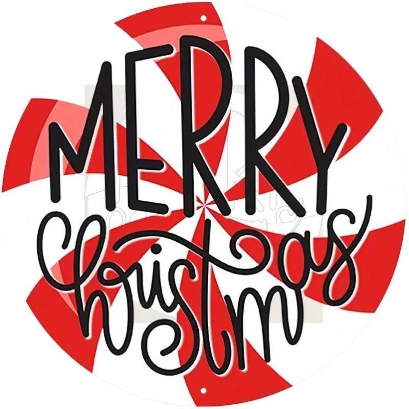 Witch Broom Halloween Sign, Round Aluminum Wall Plaque 20x20cm