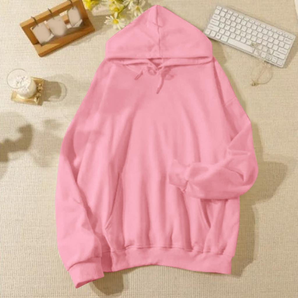 Женская повседневная и модная однотонная теплая рубашка с длинными рукавами и капюшоном, свободная и удобная толстовка