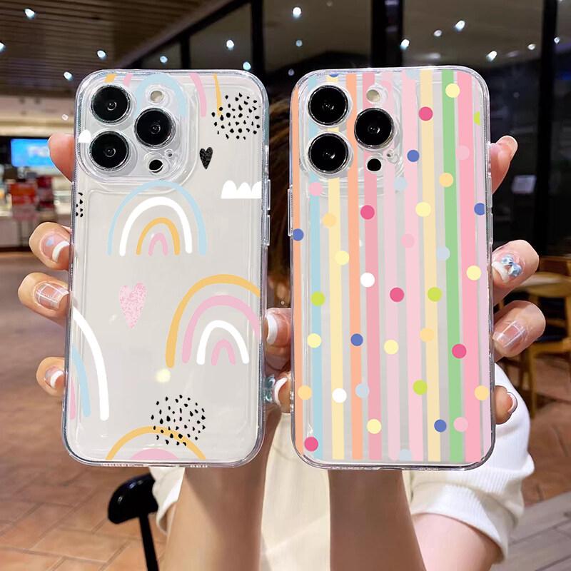 Чехол для Xiaomi Redmi Note 15 14 13 Pro 5G 12 14 4G 11 12 13 14 15 Pro Plus 5G 12S Крышка Прозрачный Цветной Волна Точка Сердце