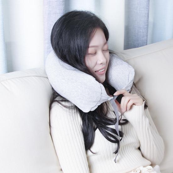 Дорожная подушка для поддержки шеи со скрытой молнией. Супермягкая дышащая регулируемая наполняемая U-образная дорожная подушка для шеи.