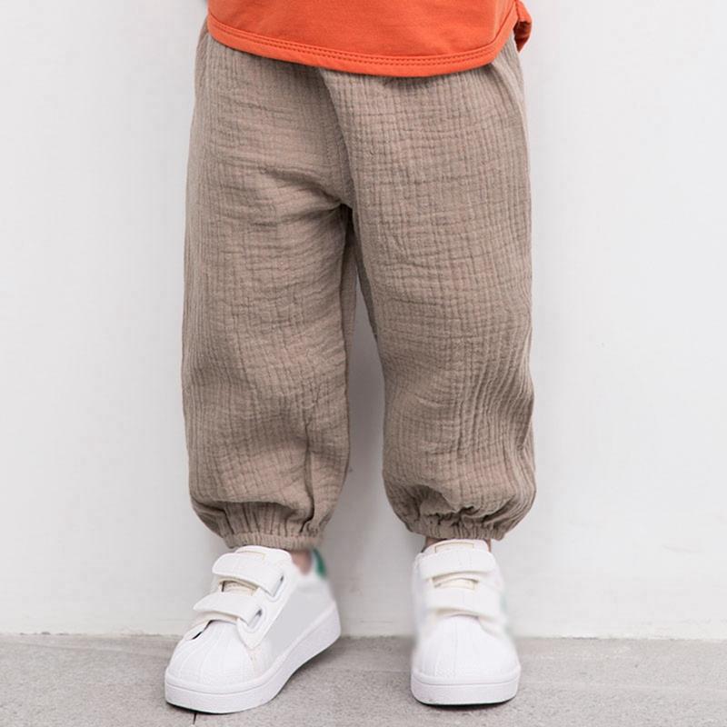 Детские брюки для девочек и мальчиков, однотонные хлопковые длинные шаровары, повседневные детские брюки