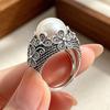 Xiaomi BF CLUB 925 Sterling Silver Ring For Women Jewelry Pearl Open Vintage Handmade Ring Allergy For Party Birthday Gift