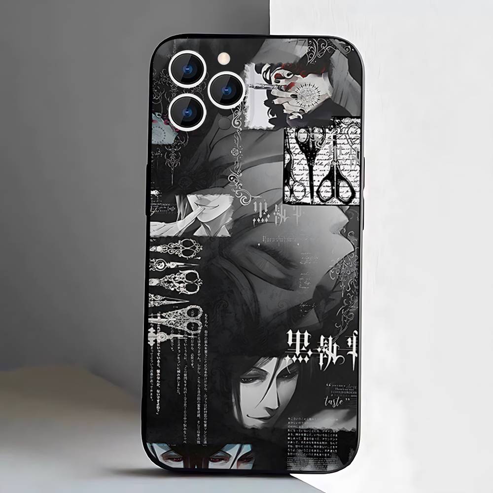 Чехол для телефона ANIME Black Butler Для iPhone 17,16,15,14,13,12,11,Pro,Max,Plus,E,Air,Mini Черный Ударопрочный Funda Чехол