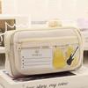 Multi-function Canvas Pencil Case Large Capacity Solid Color Pencil Box Stationery Organizer Pen Bag School Office