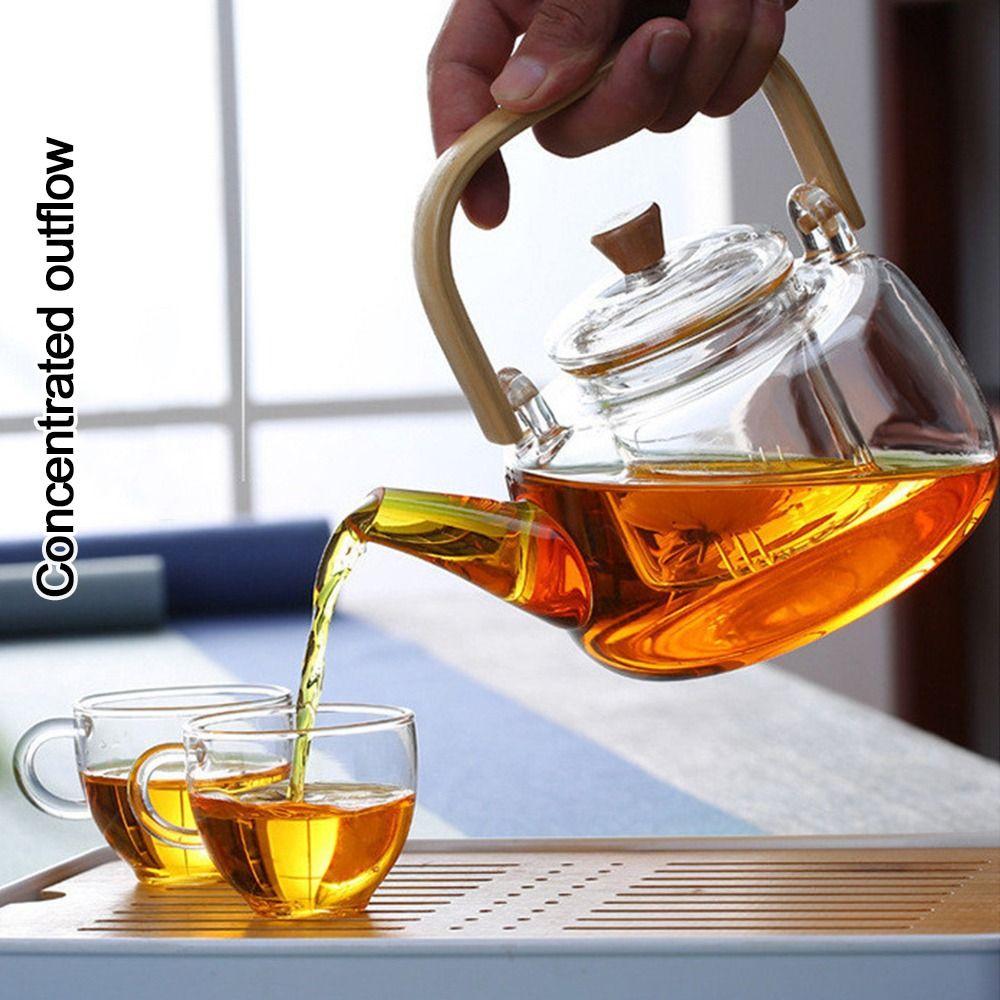 Wood Handle Clear Teapot With Filter Tea Pot New Boiling teapot  Home Office