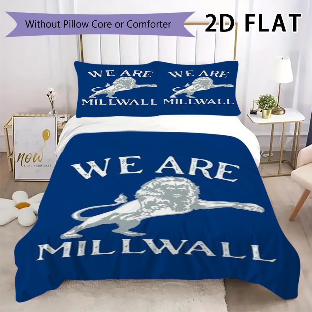 Постельное белье с узором Millwall FC Комплект пододеяльника Наволочка Домашний Декор Подарок на День Рождения (1 пододеяльник + 2 наволочки без наполнителя)