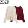 Za Autumn and Winter New Women's Clothing Zr European and American Style Fashionable Belted V-Neck Knitted Cardigan Top 3920250