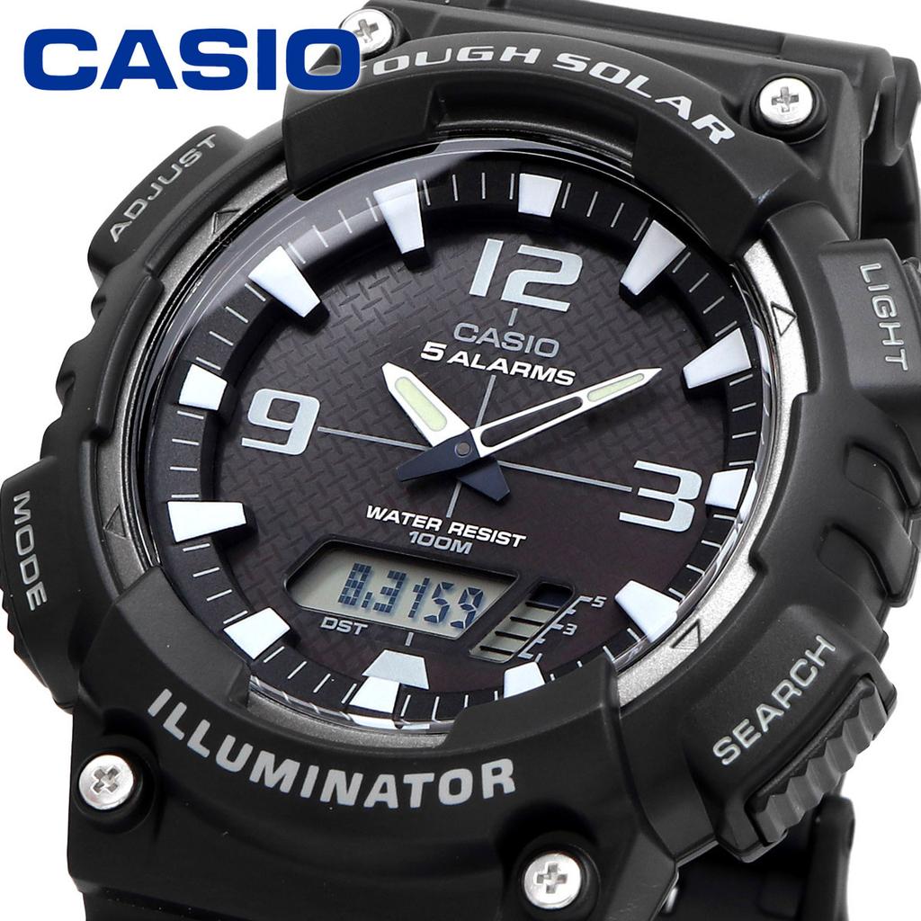 Casio Дешевые мужские часы Tough World, модель, на солнечных батареях, время, аналогово-цифровые, AQ-S810W-1AV
