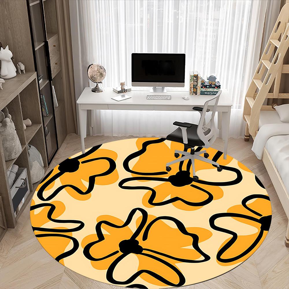 1PC Floral Pattern Chair Carpet for Office, Indoor Non-Slip Washable Carpet, Soft Comfortable Mat For Office Room yy250930094