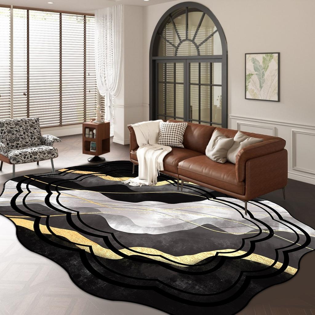 Irregular Living Room Carpet Marble Floor Mat Easy To Maintain Bedroom Bedside Carpet