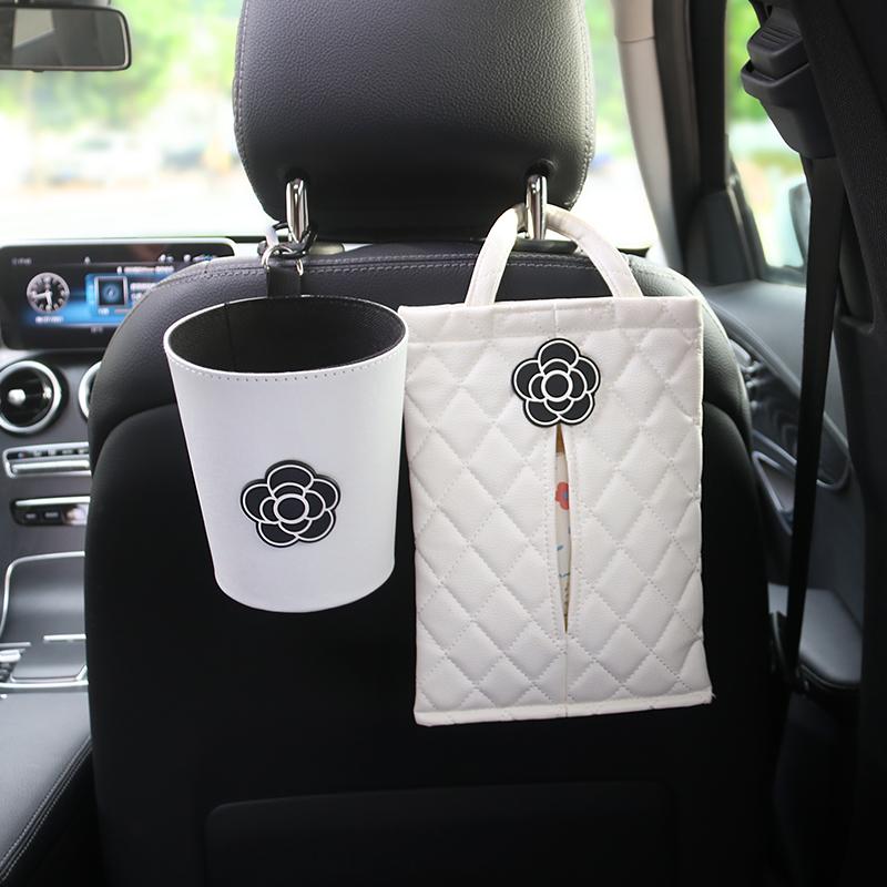 Милое мультяшное ведро для мусора в машину в виде цветка для подголовника заднего сиденья, мини-органайзер для воздуховода автомобильной розетки, мусорный мешок для хранения мусора