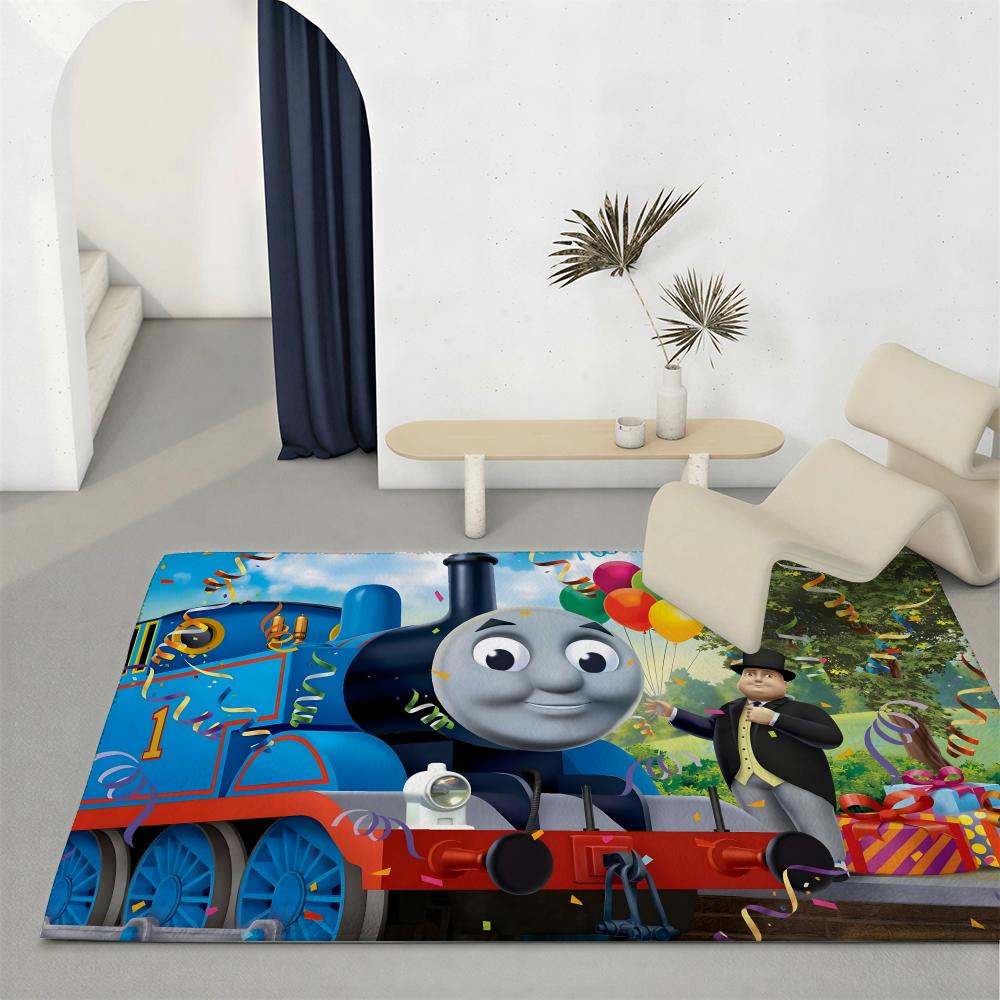 Cartoon T Thomas & Friends Floor Mat Eco Friendly Flannel Doormat Non Slip Odorless Soft Short Plush Indoor Floor Rug