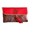 Chinese New Year PU Lucky Red Pockets Button Blessing Words Tassel Red Envelop PU Leather Spring Festival Wedding Money Bag