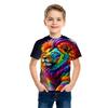 Summer Round Neck 3D Animal Lion Pattern Printed Top Fashionable Casual Short Sleeved Children's Boy T-shirts