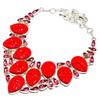 Italian Red Coral Gemstone 925 Sterling Silver Jewelry Necklace 18" SU-9812
