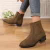 2025 Autumn and Winter Foreign Trade European and American Fashion Large Size Zipper Women's Suede Martin Boots Thick Heel Short Women's Boots