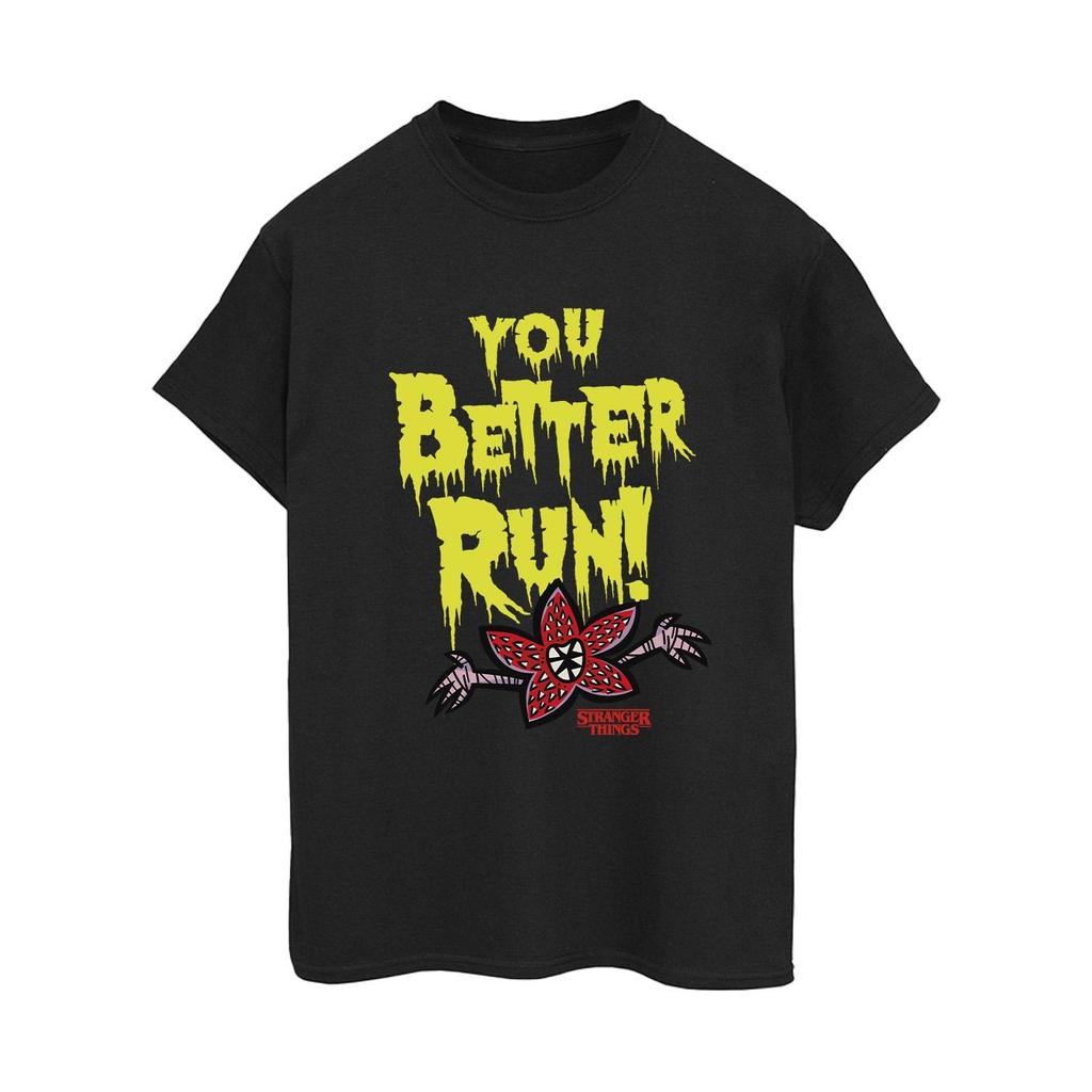 Netflix Womens/Ladies Stranger Things You Better Run Cotton Boyfriend T-Shirt