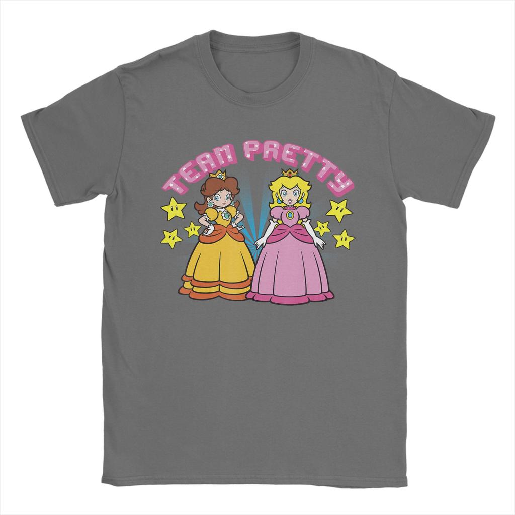 Super Marios Peach and Daisy Team Pretty T Shirts Unisexs Cotton Funny TShirts O Neck Tees Short Sleeve Clothes Classic