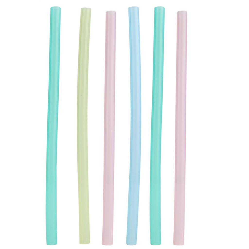 6pcs Silicone Soft Reusable Drinking Straws Flexible Straws for Over 6 Months Old Children