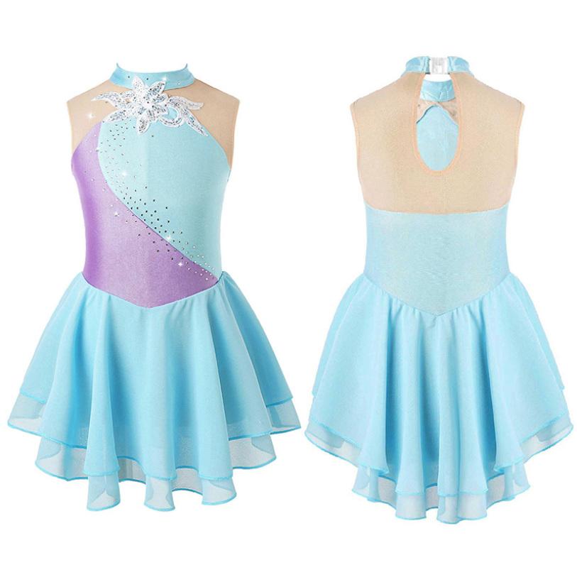 Платье для фигурного катания на коньках для девочек, детское платье для балета и танцев, детское гимнастическое платье для лирического танца, костюмы