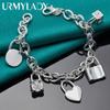 925 Sterling Silver Lock Pendant Bracelets For Women Men Wedding Party Fashion Jewelry