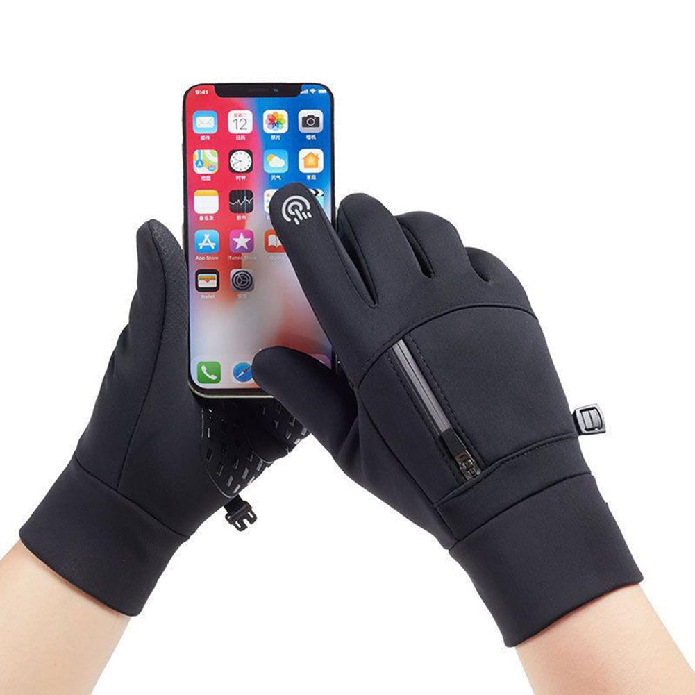 Men's Touch Screen Ski Gloves With Pocket Comfortable Soft Anti-Slip Windproof Thermal Gloves For Outdoor Hiking