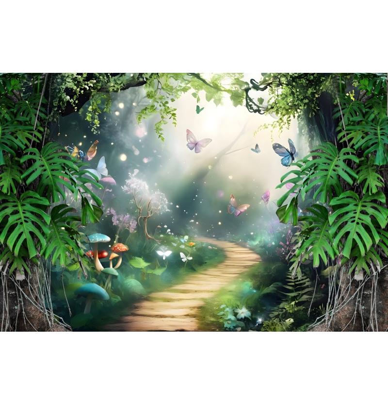 Dream Natural Forest Background Screens, Butterflies, Fairies, Mushrooms, for Children's Parties, Portrait Photography