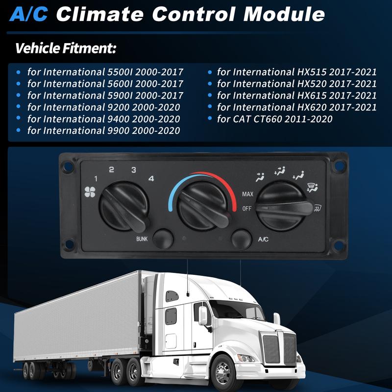 3518703C93 HVAC A/C Heater Climate Control Switch Panel Module for International 9200 9400 9900 5600I HX515 HX620 2000-2021