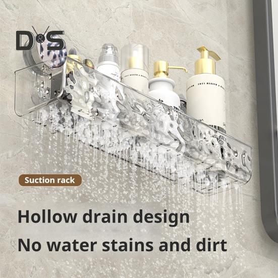 1/2 шт., прозрачная настенная полка без сверления, присоска, большая вместимость, простая установка, универсальный органайзер для ванной комнаты и душа